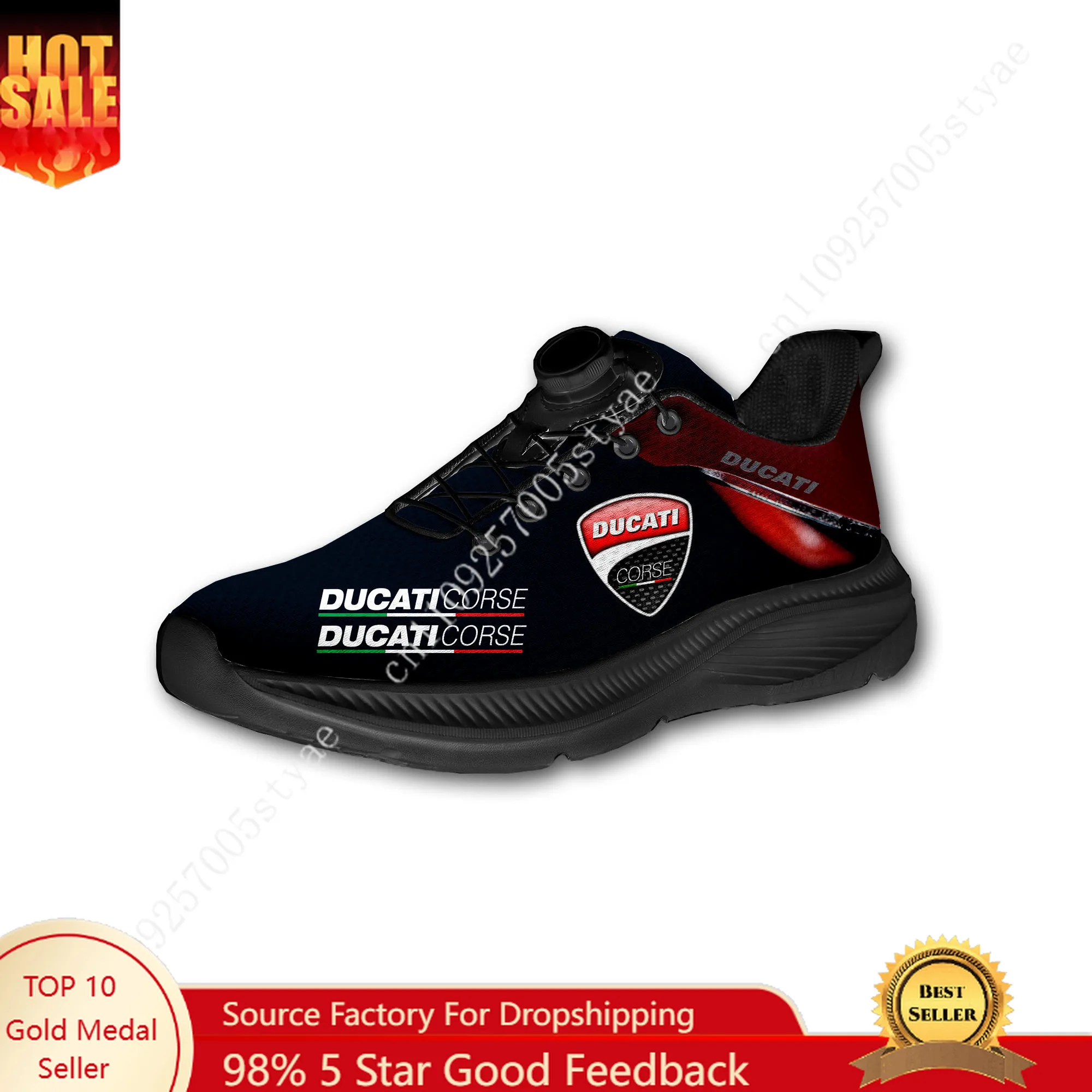Women Shoes Logo - イタリア製オートバイカスタムウォーキングシューズ男女兼用Ducati回転ボタン式ノーレースデザインロゴ軽量スニーカーユニセックス