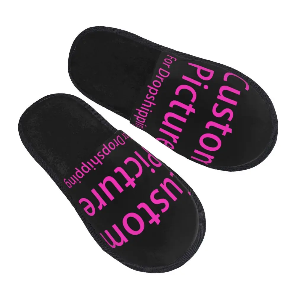 Women Shoes Logo - パーソナライズされたカスタム写真ロゴコンフォートスカッフメモリーフォームスリッパ女性用カスタマイズDIYプリントホテルハウスシューズ