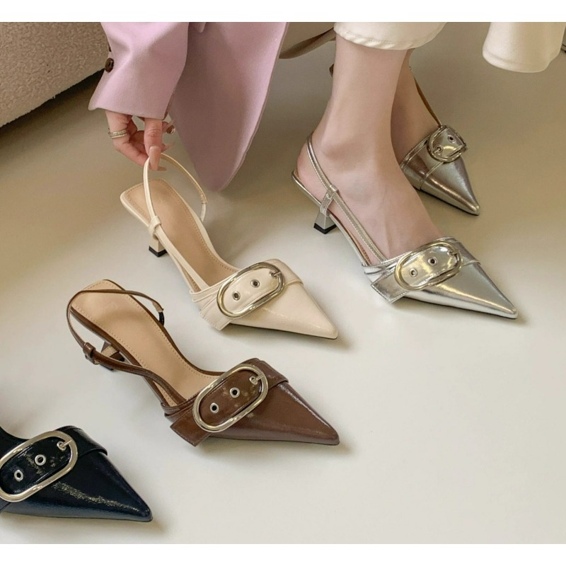 Patent Leather Pump - 新しいレトロファッションセクシーなデザイナーパテントレザーポインテッドトゥハイヒールパンプス女性浅いエレガントな結婚式のパーティーの靴