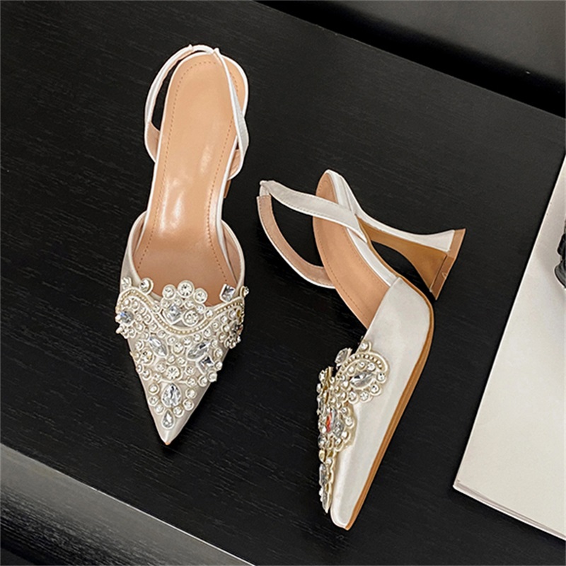 Women Shoes Ysl - Eilyken-女性用クリスタルダイヤモンドスリングバックパンプス,先のとがったつま先,ハイヒール,エレガントな靴,結婚披露宴,春のファッション