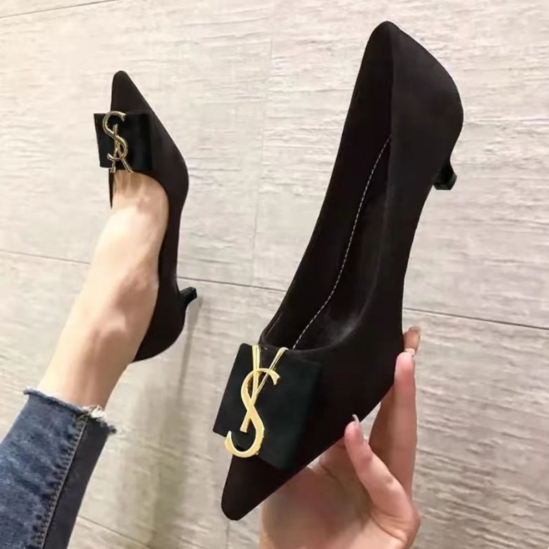 2023 新韓国語バージョンのメタルバックルデザインスエード - Women Shoes Ysl のレビューと価格