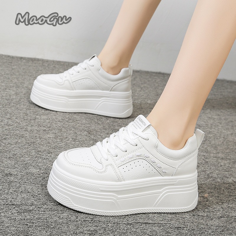 身長を伸ばすプラットフォーム ホワイトスニーカー 女性用 レ - Women Shoes Store のレビューと価格