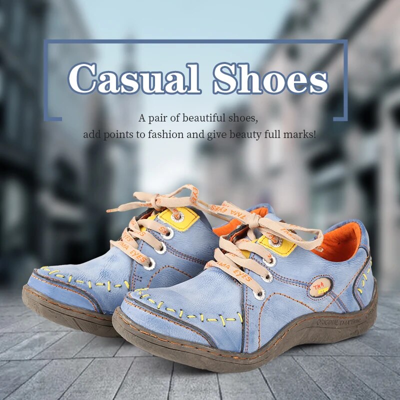 TMAアイズ-女性用手縫いレザースニーカー、軽量フラットデザ - Women Shoes Ysl のレビューと価格