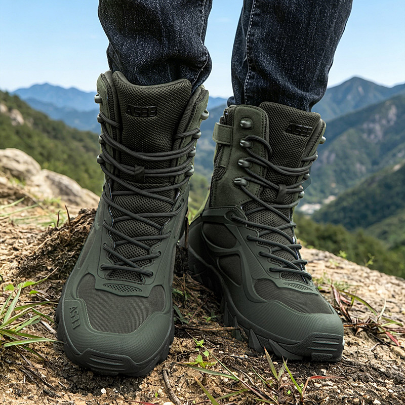 男性の戦術的なブーツカジュアル超軽量トレーニング安全作業防水 - Suede Ankle Boot のレビューと価格