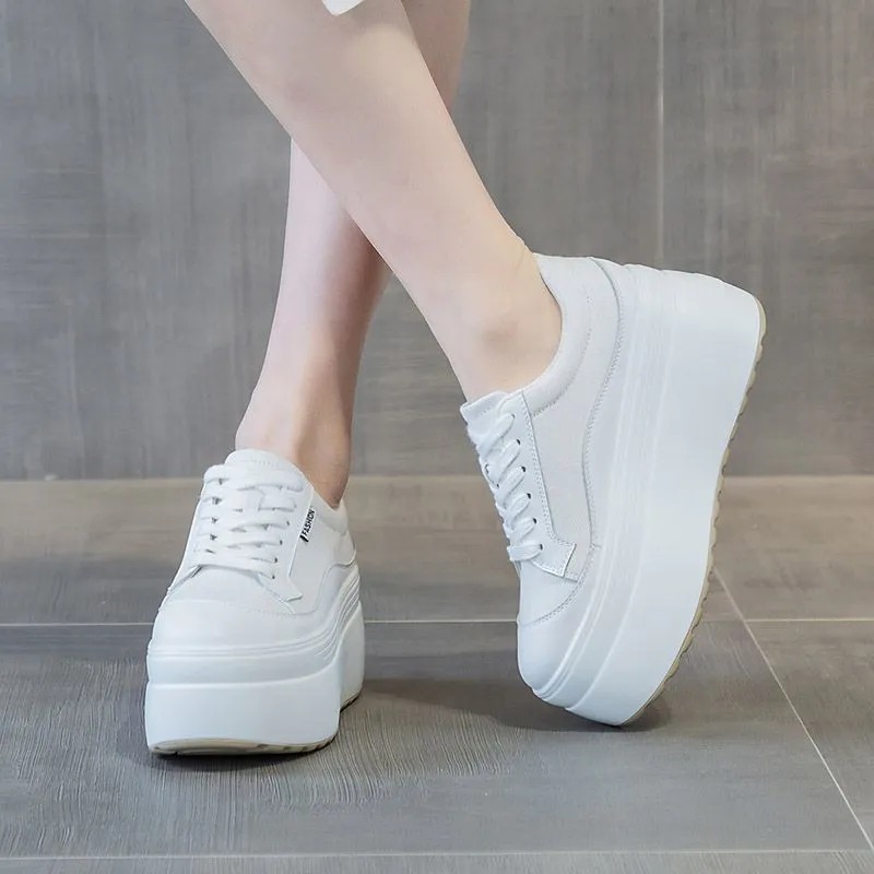 女性用本革スニーカー,プラットフォームシューズ,隠しヒール, - Women Shoes Store のレビューと価格
