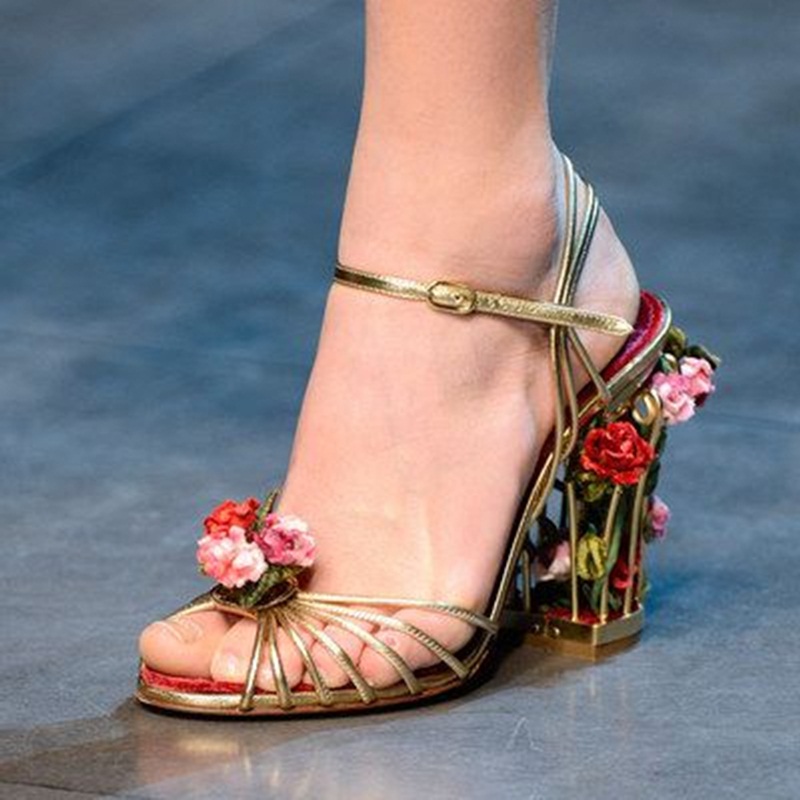 高級鳥かご女性サンダルゴールドメタリックレザーストラップサン - Strappy Heeled Sandals のレビューと価格